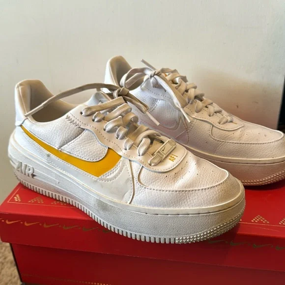 Yellow Nike swoosh Air Force ones - Picture 1 of 5